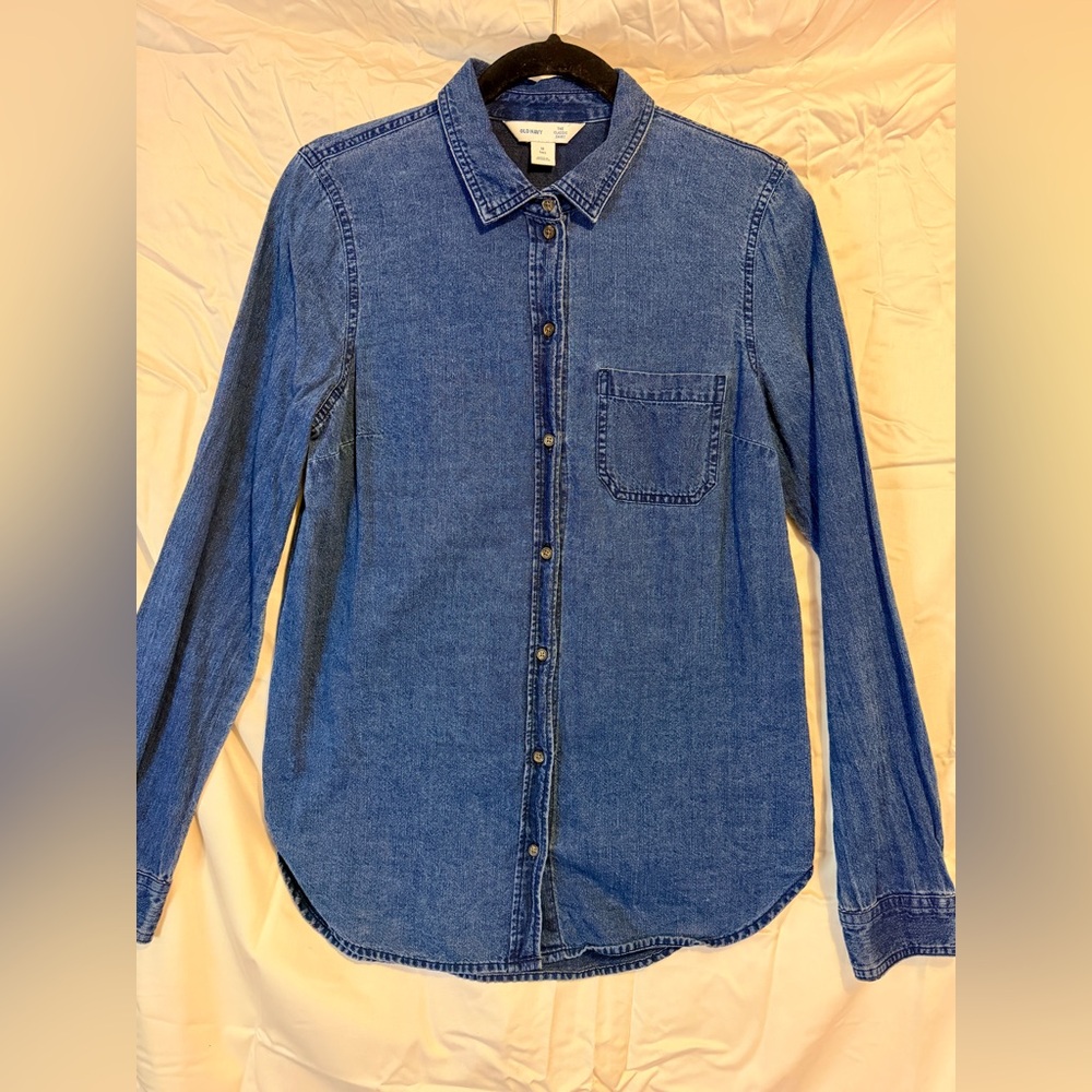 Tall | Old Navy Blue Denim Button Down Shirt | Classic Fit | MT | Cotton